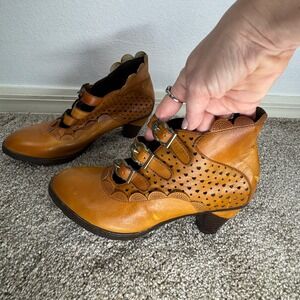 Steampunk Womens Ankle Boots‎ Tan Buckles Cosplay Festival Tan Gothic Victorian